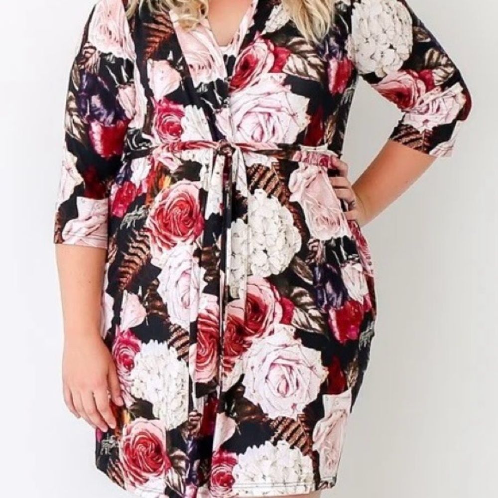 Posh‎ Peanut Robe Womens L Country Robe Lightweight Belted Bamboo Lounge